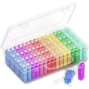 64-Grid  Painting Storage Containers, Portable Transparent  Art Organizer, Which Are Suitable for Quick DIY, Beads and  Art Storage Containers