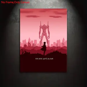 1 Piece/Set Frameless Canvas Painting Print Poster,Classic Abstract Minimalist Silhouette Anime Mecha Pop Art,EVANGELION-01,YOU ARE (NOT) ALONE,Perfect Ideal Gift For Japanese Manga Fans,Bedroom,Study,Office,Living Room,Dorm Hallway,Mural,Wall Decoration