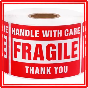 500 Handle With Care Fragile Stickers 1 Roll Commercial Grade Permanent Adhesive Labels for Shipping Moving Glass Boxes Parcel Packing