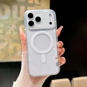 Clear Magnetic MagSafe Acrylic Case for iPhone 17 Pro Max 17 Pro 17 Air Soft TPU Shockproof Slim Transparent Cover Anti-Yellowing Protective Phone Case for iPhone 16, 15, 14, 13, 12, 11 and Samsung Galaxy S26 Ultra,