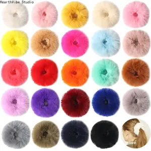 Candy-Colored Faux Fur Scrunchies — Hair Ties & Accessories for Women and Children (Multiple Colors Available)