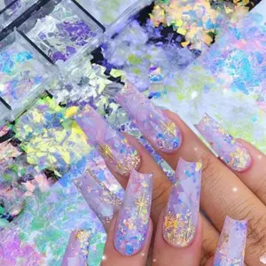 GRID Colors Aurora Iridescent Nail Flakes for DIY Decoration - Cosmetic, Makeup Nail Art