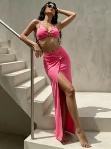 Women's Solid Color Bikini Set, Casual Fashion Swimsuit Beach Bathing Suit for Beach Holiday Vacation, Ladies Summer Clothes