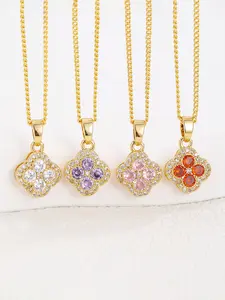 Lucky Four-Leaf Clover Necklace Without Allergenic Components, Adjustable Size, Perfect Valentine's Day Gift for Women and Girls