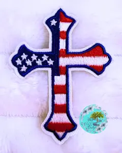 Cross American Flag Trucker Hat Patch