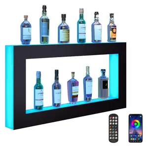 VEVOR LED Lighted Liquor Bottle Display Bar Shelf RF App Control 48 Square
