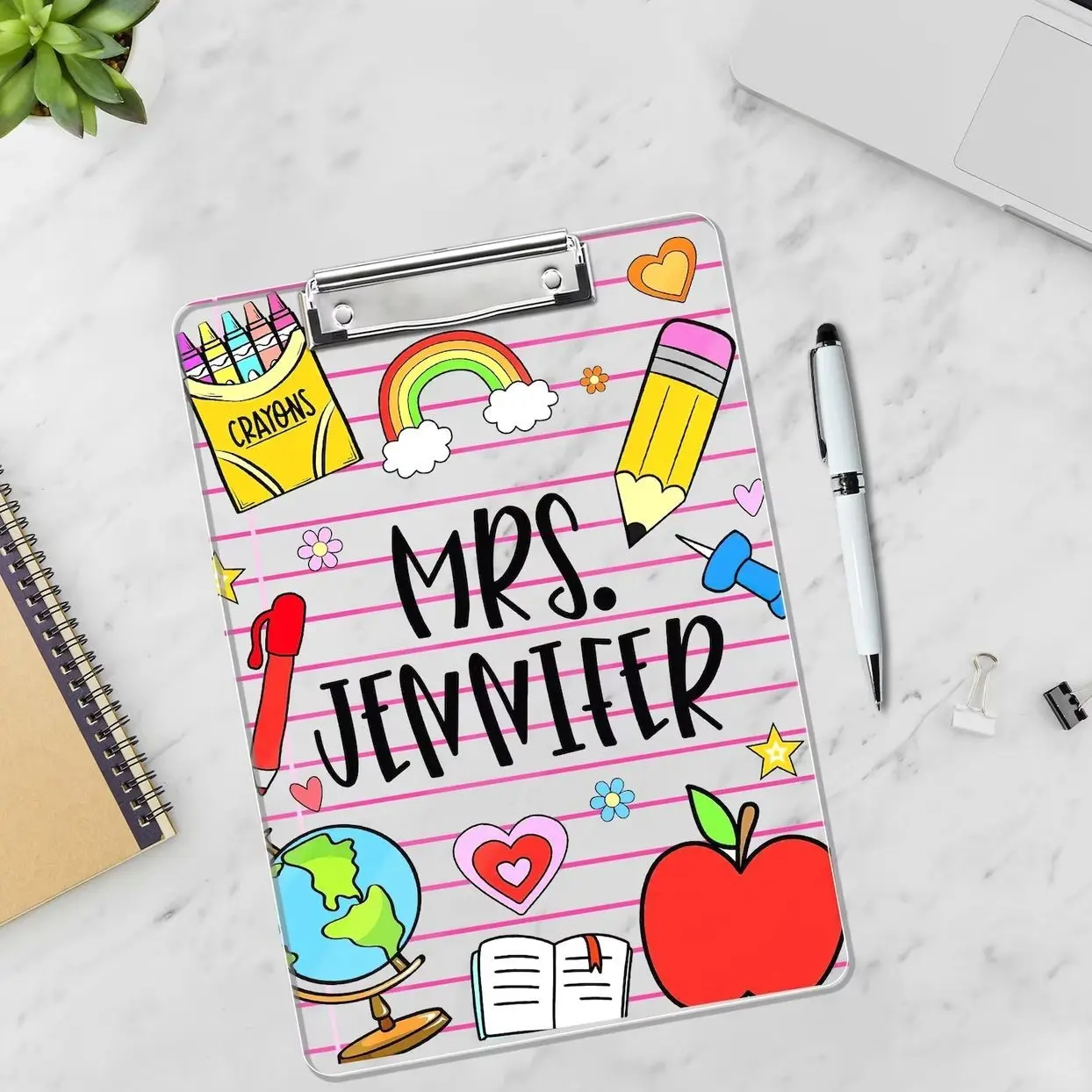 Personalized Teacher Gifts, Custom Acrylic Clipboard With Teacher Name, Back To School Teacher Appreciation Gift