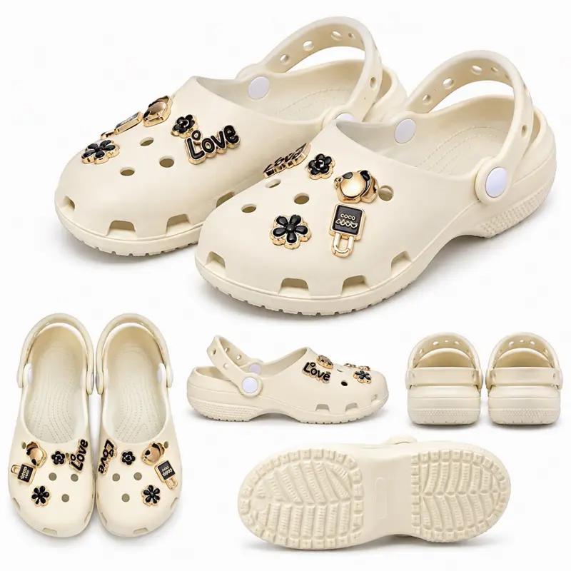 Women’s Charm Decorated Clogs – Lightweight Slip-On Garden & Casual Shoes
