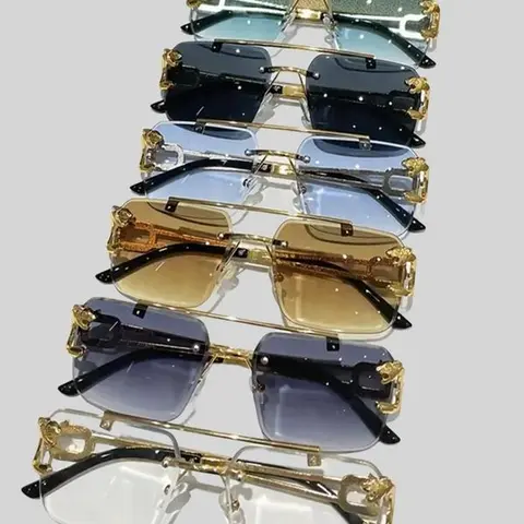 ShineThru Men's 6-Pair Sleek Rectangular Sunglasses Pack - Metal Rimless, Polycarbonate Gradient Lenses with UV-Protective Tint, Stylish Adult Accessories for Daily Wear, Outdoor Activities, Birthday Gifts for Him, Guys Gifts
