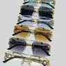 ShineThru Men's 6-Pair Sleek Rectangular Sunglasses Pack - Metal Rimless, Polycarbonate Gradient Lenses with UV-Protective Tint, Stylish Adult Accessories for Daily Wear, Outdoor Activities, Birthday Gifts for Him, Guys Gifts