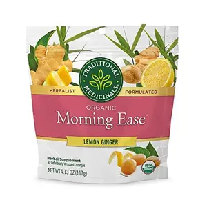 Traditional Medicinals Organic, Morning Ease Lozenges, Lemon Ginger - Supports Pregnancy Nausea Relief & Morning Sickness Associated with Normal Pregnancy - 30 Individually Wrapped Lozenges