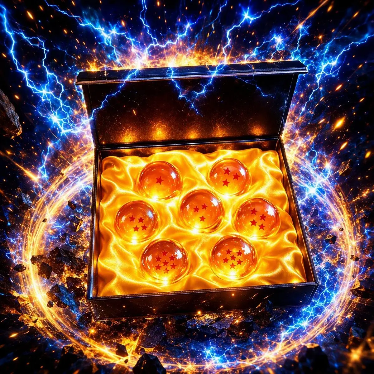 DBZ 7PCS Amber Orange Star Crystal Balls Full Set, 2 Sizes Optional Premium Gift Box,Valentine's Day gift
