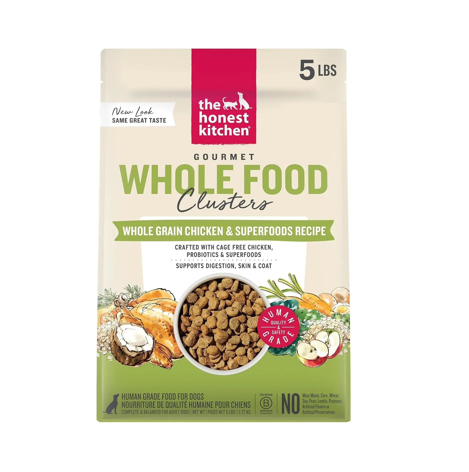 The Honest Kitchen Whole Food Clusters Whole Grain Chicken & Oat Dry Dog Food, 5 lb Bag