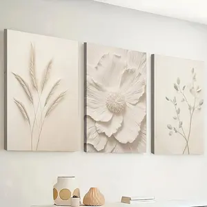 Three Framed Canvas Paintings And Posters That Can Be Hung Directly, Featuring Minimalist Floral Plant Statue Prints, Including Frames, Perfect for Home Decor, Wall Art, Room Decoration, Home Murals, High-Definition Prints, Ideal Gifts for Living Rooms