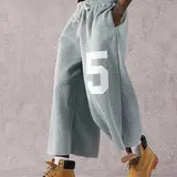 Street Style Badge Graphic Print Drawstring Waist Loose Fit Sports Pants
