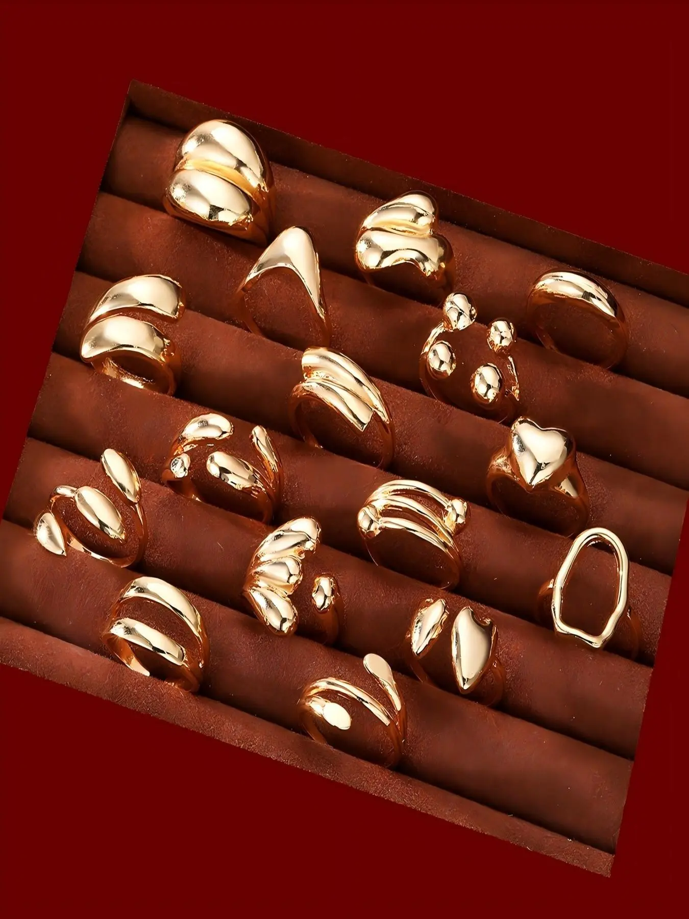 16 Piece Set Exaggerated Personalized Irregular Asymmetrical Rings Unisex Fashion Trendy Joint Rings, Stackable Finger Rings Set, Unique Jewelry for Men and Women