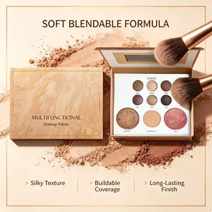 Baked Makeup Palette, Multifunctional Brightening Powder for Eyeshadow, Contour, Blush, and Highlighter - Soft Glam Cosmetic Kit Bronzer