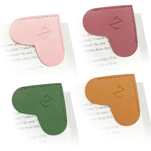 Personalized Initial Leather Heart Bookmark,Cute Corner Page Marker,Reading Accessories for Teachers Students  Book Lovers Women ,for School Office  Supplies (Z(4 Pcs))