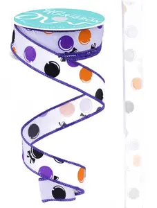 7/8" x 10yd Lollipops Ribbon – White, Orange, Black, and Purple