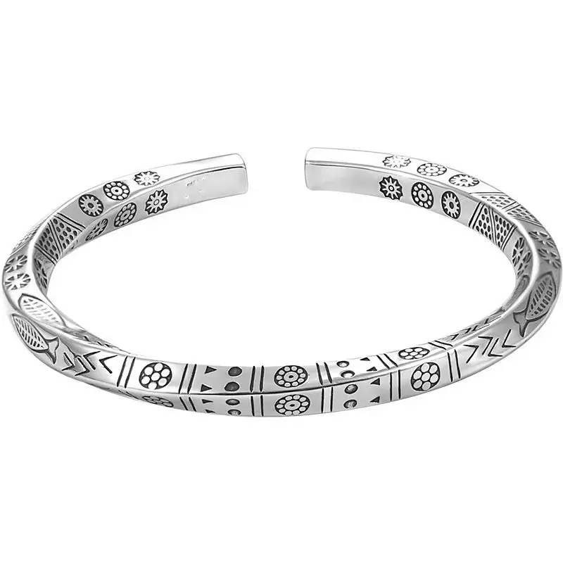 1pc Men's Retro Adjustable Opening Bangle Male Women Unisex Rock Hip-hop Wristband