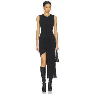 Helmut Lang Twist Drape Dress in Black
