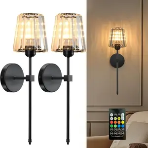 2pcs charging crystal wall light, rechargeable USB crystal wall light, dimmable RGB crystal wall light with remote control, perfect for bedroom, living room, dining room, aisle, bedside wall light, Led Wall Light, Dimmable Wall Lamp