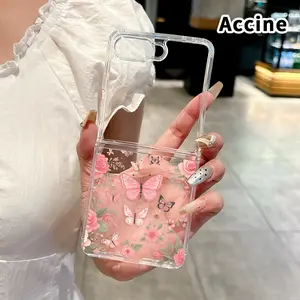 Butterfly and Rose Dream Pattern Phone Case for Z Flip 7/6/5/4 Protective Folding Case with Double Protection and Camera Lens Cover