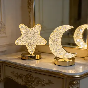 Star and Moon Series Mini Night Lights - Touch for Charging, Three-Colored Moon Atmosphere Bedside Lamp - Creative Gift