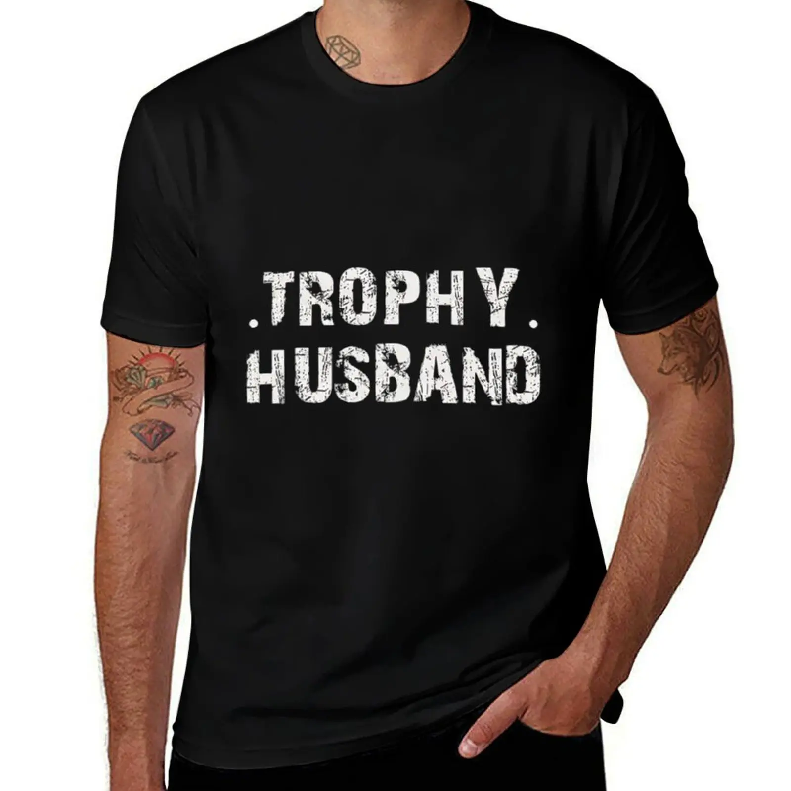 TROPHY HUSBAND Mens T Shirts Cotton Short Sleeve T-Shirt Crew Neck Tees Casual Shirt