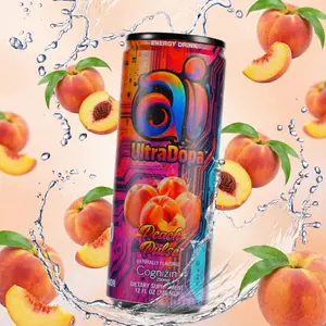 Ai UltraDopa Peach Pulse - Zero Sugar Zero Calorie Zero Carb Energy Drink - 225mg Caffeine + Brain Focus Blend for Performance and Energy Boost, 12 Cans Electrolytes Beverage