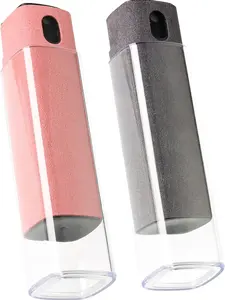 Touchscreen Screen Cleaner Kit 2 Pcs, Phone, Tablet and Car Screen Cleaner, Two in One Spray and Microfiber Cloth(Grey&Pink)