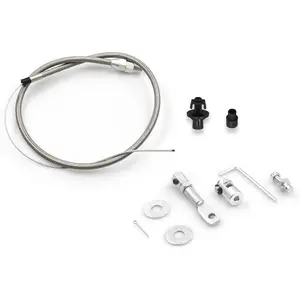 Stainless Adjustable Steel Braided Throttle Cable Kit, 36" Cable 24" Sleeve