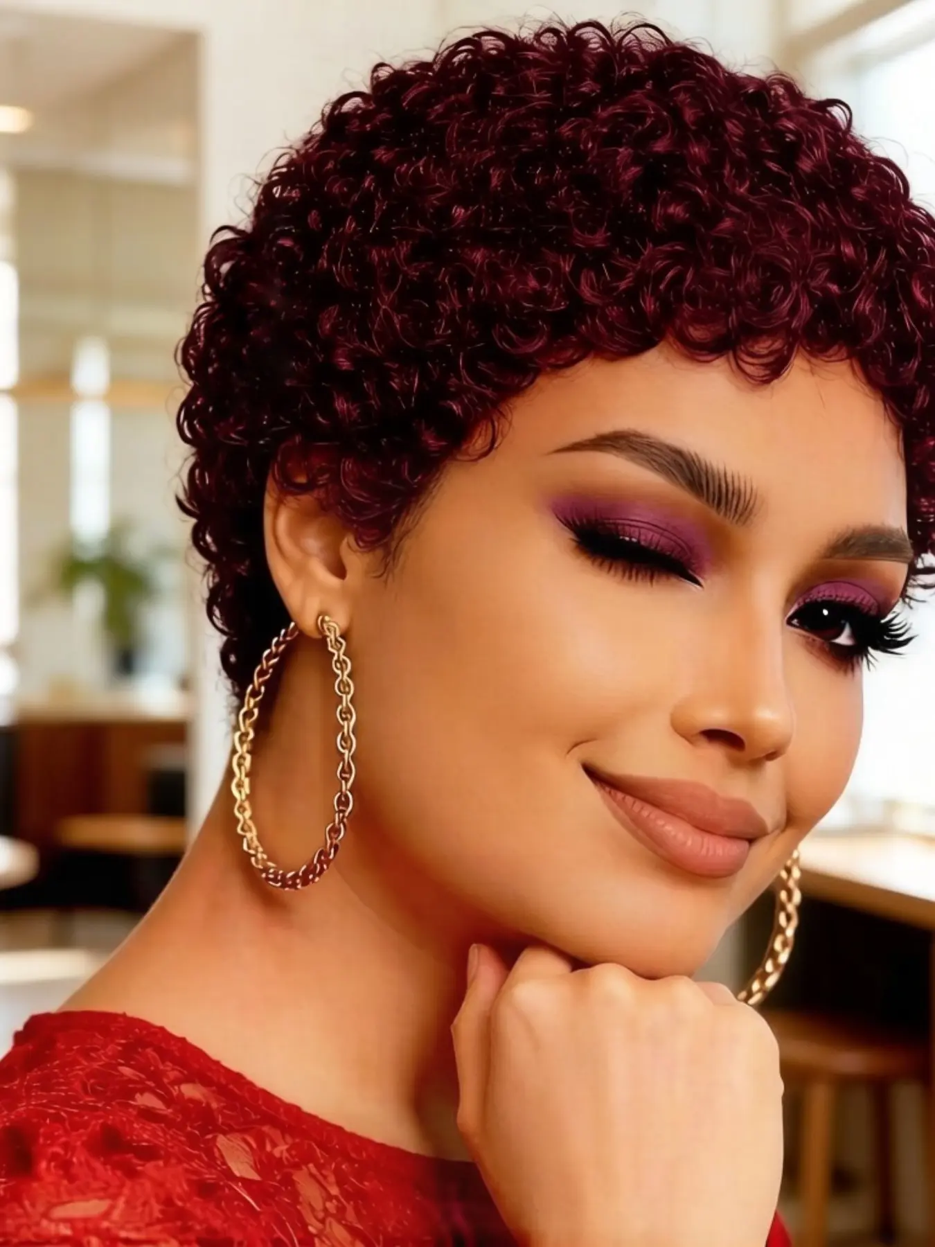 Chic Short Curly Human Hair Wig full machine made Natural Black Stylish Pixie Hairstyle Lightweight Breathable Wig Ideal For Daily Work Holiday And Night Out Curly Wigs Human Hair