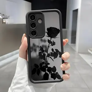 Black Rose Pattern Phone Case, Enhanced Camera Protection,Shockproof Skin-Friendly Touch Soft Cover for Samsung Galaxy S21 S22 S23 S24 S25 S26 Ultra Plus FE A13 A14 A15 A16 A17 A33 A34 A35 A36 A52 A53 A54 Note20