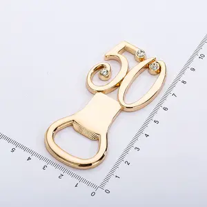 1Pc 50 digital bottle opener wedding wedding advertising bottle opener gift European and American alloy beer golden wedding bottle opener Bottle Cap Opener