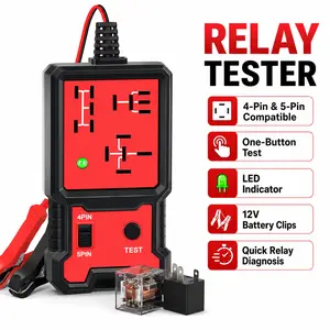 12V-24V Automotive Relay Tester Tool, Car Diagnostic Electrical Circuit Tester - Quick Coil & Switch Contact Function Test, Self-Contained for Instant Results, Tests 4 & 5 Pin Relays