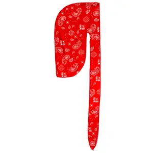Red Bandana Print Du Rag- Premium Quality-Wave Cap