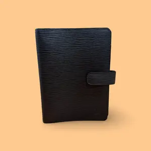 Pre-owned Louis Vuitton Leather Small Leather Goods Black Epi Agenda MM