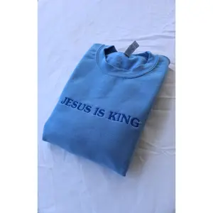 Embroidered 'Jesus is King' Hoodie, Crew Neck Long Sleeve, Classic fit, Unisex, Adult