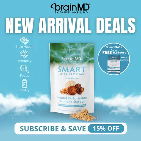 Smart Mushrooms | BrainMD | 30 Servings | Brain Health & Immune Support | Focus, Energy & Stress Resilience | Organic 6-Mushroom Blend with Lion's Mane