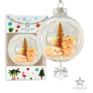 Piggy Love Plastic Ornament with Magnetic Crystal 3"x7"
