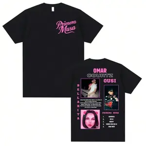 Omar Courtz Primera Musa T-Shirt – Latin Trap Reggaeton Album Graphic Tee, Vintage Photo Collage Back Print Streetwear Shirt, Unisex Soft Cotton Fan Merch for Men & Women