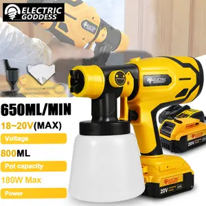 20V Cordless Paint Sprayer - 800ml Electric Spray Gun with 3 Spray Patterns & 3 Nozzles, 650ml/min High Flow, 180W Brushless Motor, Flexible Flow Control, Fits Most 20V Battery Systems, for House Painting, Furniture, Fence, Ceiling