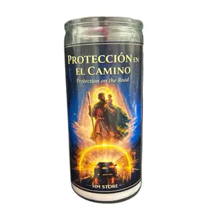 Saint Christopher Protection on the Road Fixed White Wax Candle – Dressed with Herbs, Oils & Powders – 14-Day Devotional Candle