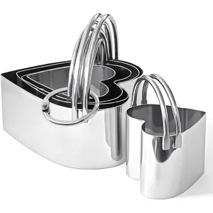 Biscuit Cutters with Handle, Stainless Steel Cookie , Professional Baking Essential Tools for Valentine's Day - Heart Shaped