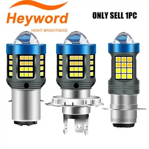 Heyword 1PCS High-brightness H4 LED Moto H6 BA20D P15D LED Motorcycle Headlight Bulbs Angel Devil Eye Lens White Yellow Hi Lo Lamp Accessorie