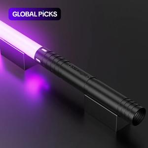 neon metallic handle rgb light saber, portable durable multifunction usb rechargeable light saber with 15 light color & 3 sound modes for home party, cosplay, indoor recreation gift, gifts for him