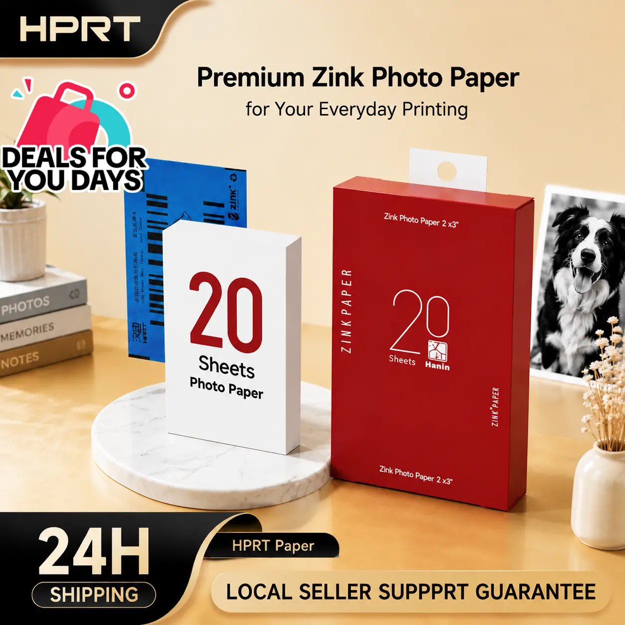 2×3-inch photo paper for HPRT Z2 and MT53 — self-adhesive (peel-and-stick); available in packs of 20–60 sheets. summerwins