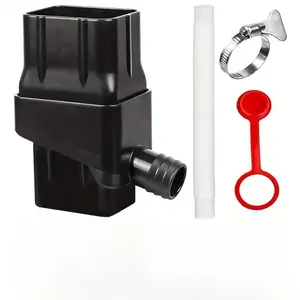Rainwater Collection System with Downspout Drain Pipe Connector, Includes Flexible Hose & Blue Barrel, Easy Installation Kit for Outdoor Drainage