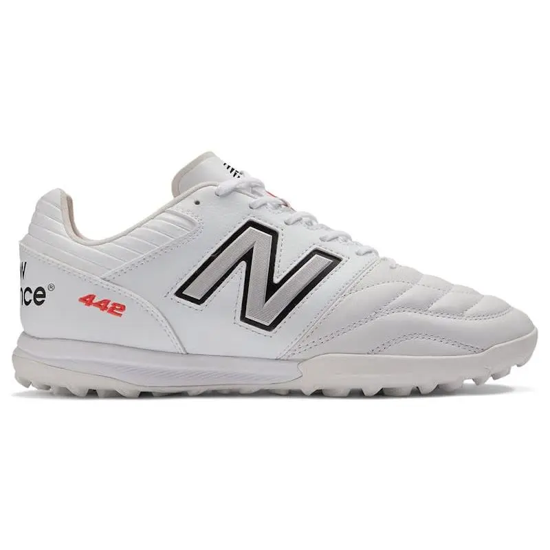 New Balance 442 Pro TF V2 White Black Team Red Turf Soccer Shoes Football Trainers Lightweight Performance Cleats Lace-Up Synthetic Leather Upper Rubber Turf Outsole Artificial Grass Training Shoes Ball Control Football Boots Adult Unisex